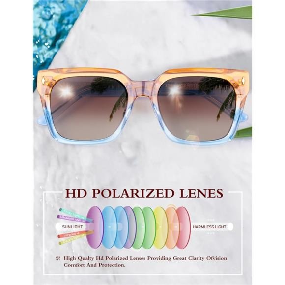 ☘️ Polarized  Sunglasses for Women: UV Protection Womens and Mens Square Shades